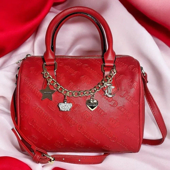 Juicy Couture Red Gothic Logo Not Your Babe Satchel Bag Purse New - Picture 5 of 12